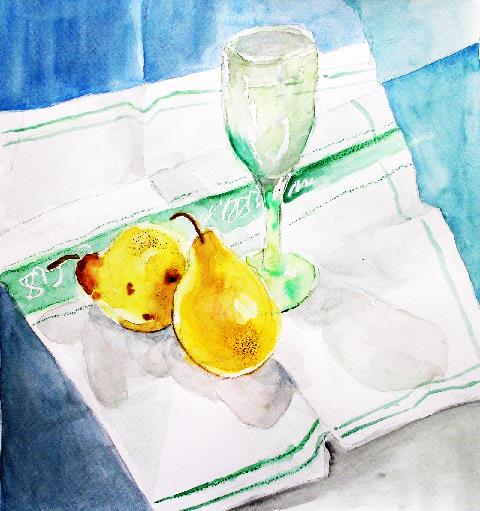 Improver's watercolour painting from still life 